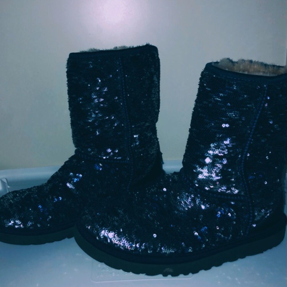 UGGs Navy and Silver Sparkle Sequin Winter Boots